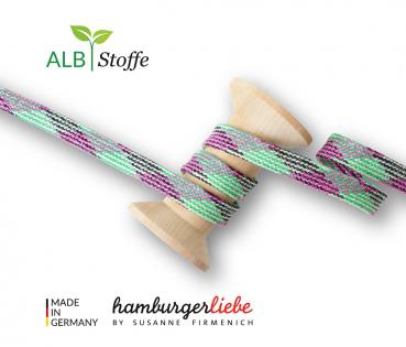 Twist ME Plaid Flechtkordeln Shine verde erba - schwarz - lattuga - ortensia - silber